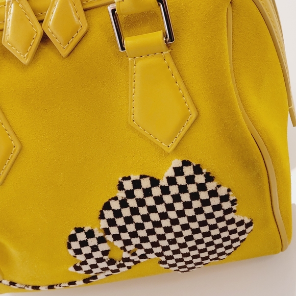 LOUIS VUITTON Speedy 20 Cube Illusion Fleur Yellow Suede pre owned - Picture 4 of 16